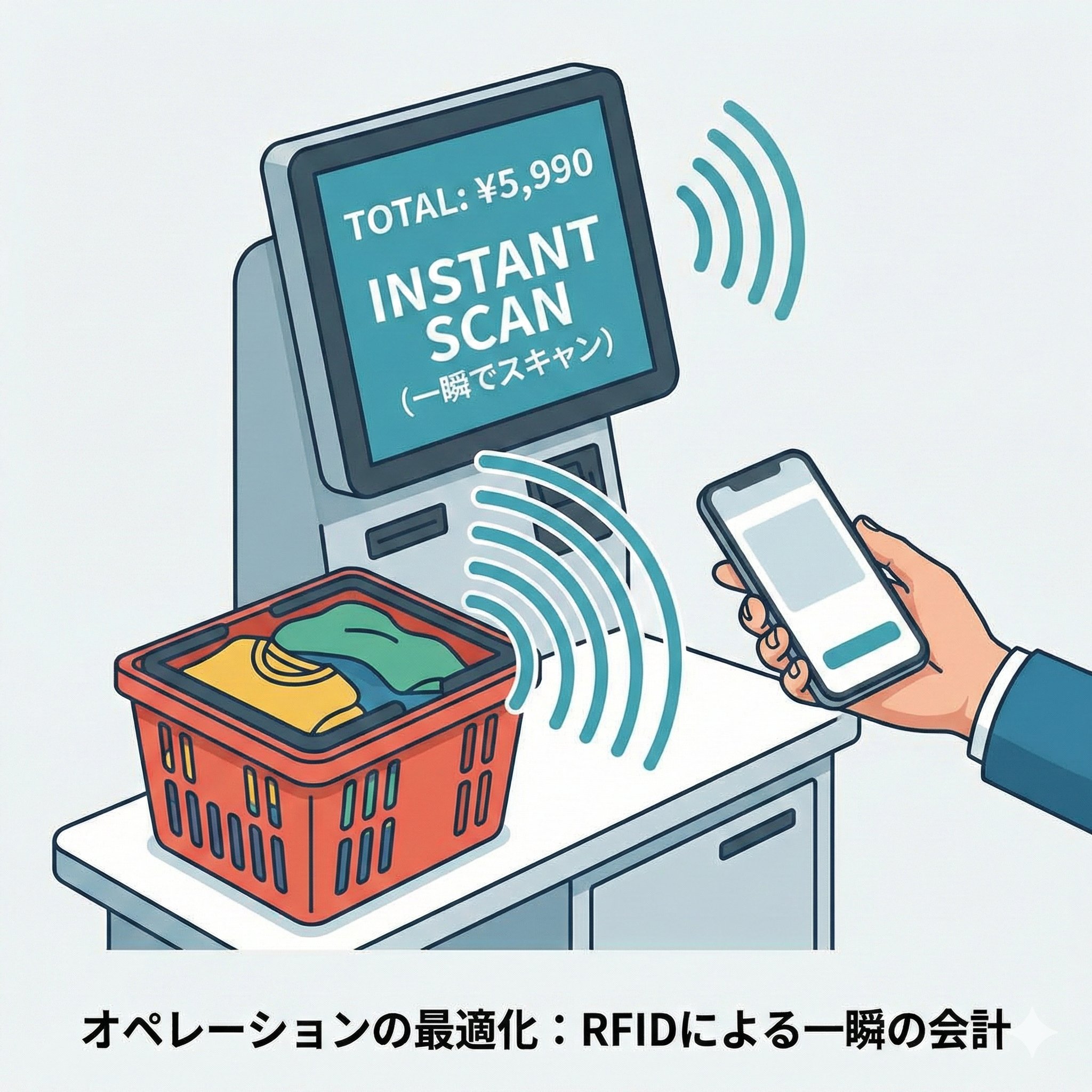RFIDによる一瞬の会計イメージ